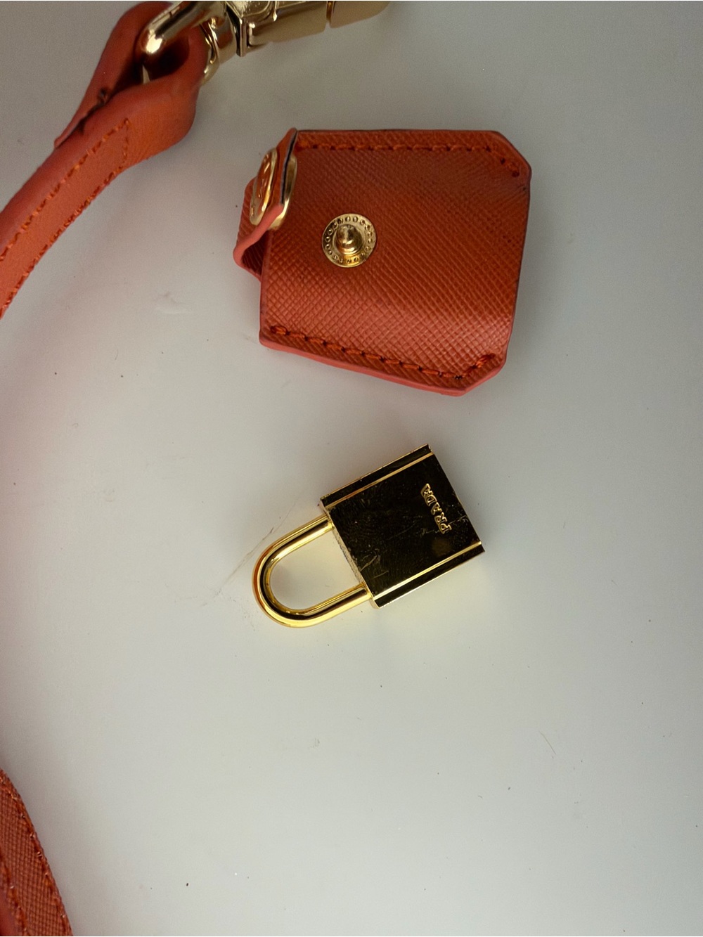 Prada Saffiano Lux Bowler Bag Papaya Orange Leather Top Handle Satchel - Picture 14 of 15